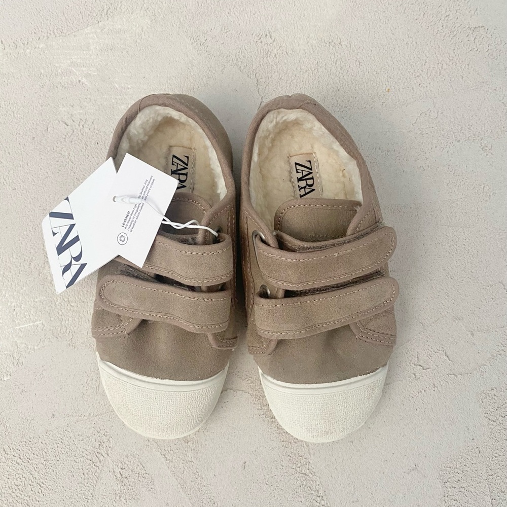 Zara Kids Sherpa Suede Tan Sneakers